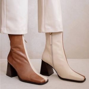 NEW Alohas South Bicolor Camel and Beige Leather Boots EU 40 / US 9